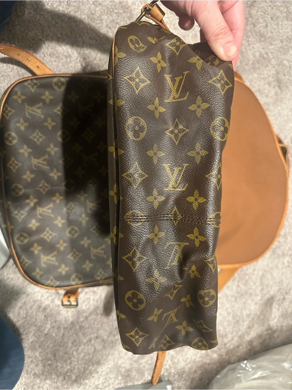 Louis Vuitton Brown Monogram Messenger Bag with Tan Leather Trim - Picture 4 of 5
